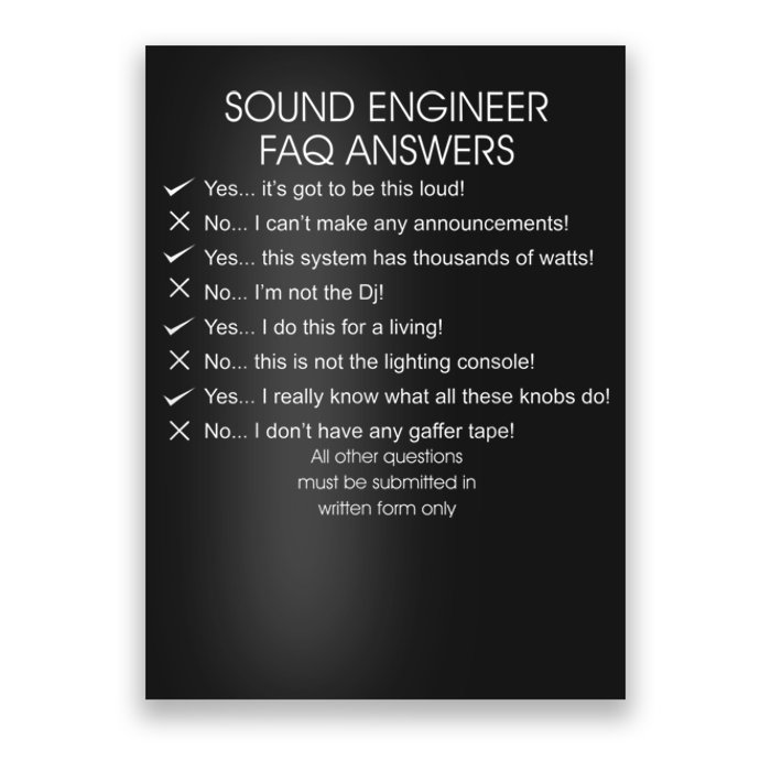 Funny Audio Engineer Definition Sound Technician Guy Gift Poster