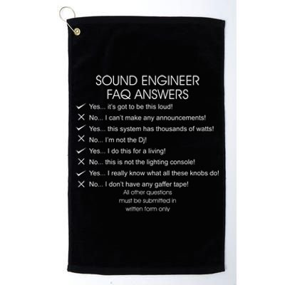 Funny Audio Engineer Definition Sound Technician Guy Gift Platinum Collection Golf Towel