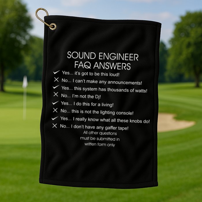 Funny Audio Engineer Definition Sound Technician Guy Gift Golf Towel
