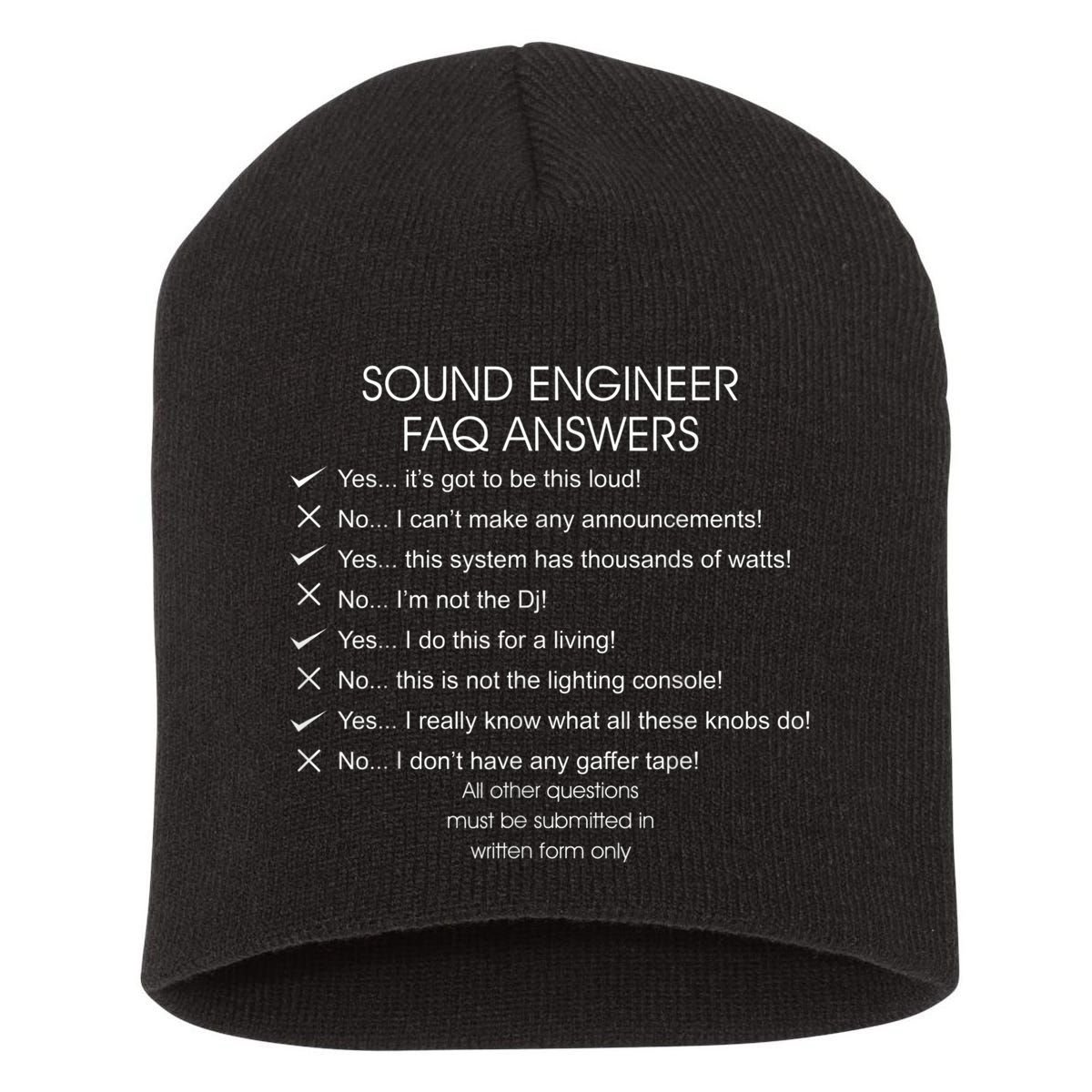 Funny Audio Engineer Definition Sound Technician Guy Gift Short Acrylic Beanie