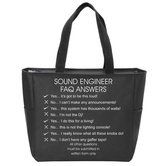 Funny Audio Engineer Definition Sound Technician Guy Gift Zip Tote Bag