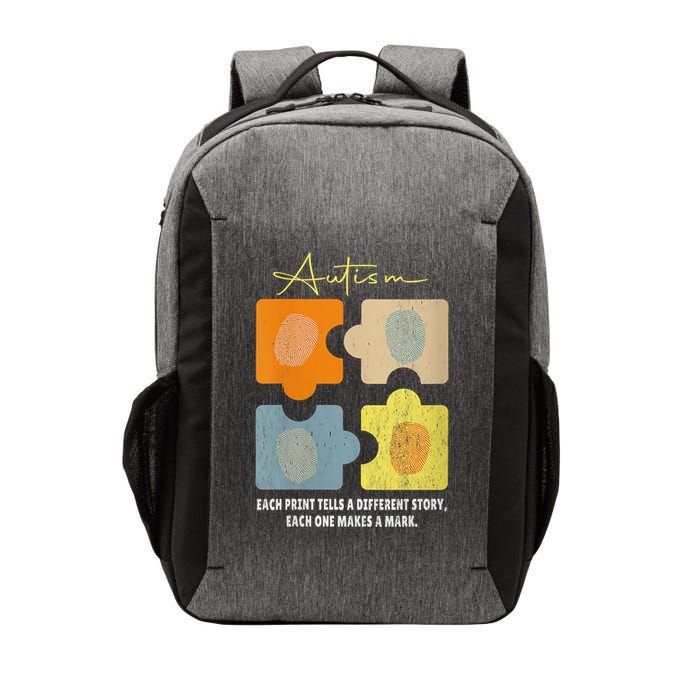 Fingerprint Autism Each Print Tells A Different Story Retro Vector Backpack