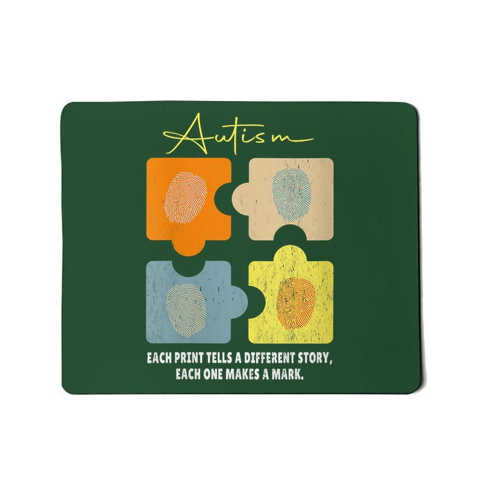 Fingerprint Autism Each Print Tells A Different Story Retro Mousepad