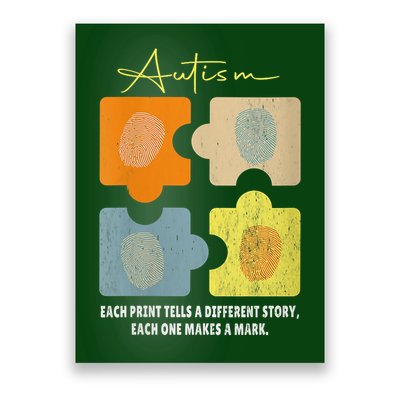 Fingerprint Autism Each Print Tells A Different Story Retro Poster