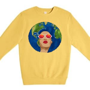 Female Afro Earth Day Premium Crewneck Sweatshirt