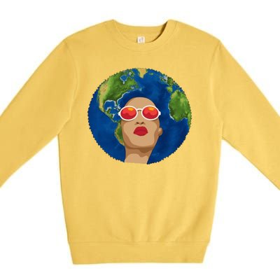 Female Afro Earth Day Premium Crewneck Sweatshirt