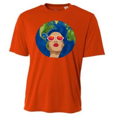 Female Afro Earth Day Cooling Performance Crew T-Shirt