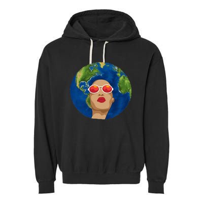 Female Afro Earth Day Garment-Dyed Fleece Hoodie
