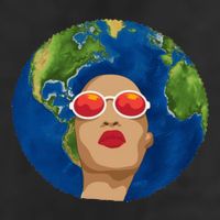 Female Afro Earth Day 7 Panel Mesh Trucker Snapback Hat