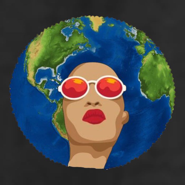 Female Afro Earth Day 7 Panel Mesh Trucker Snapback Hat