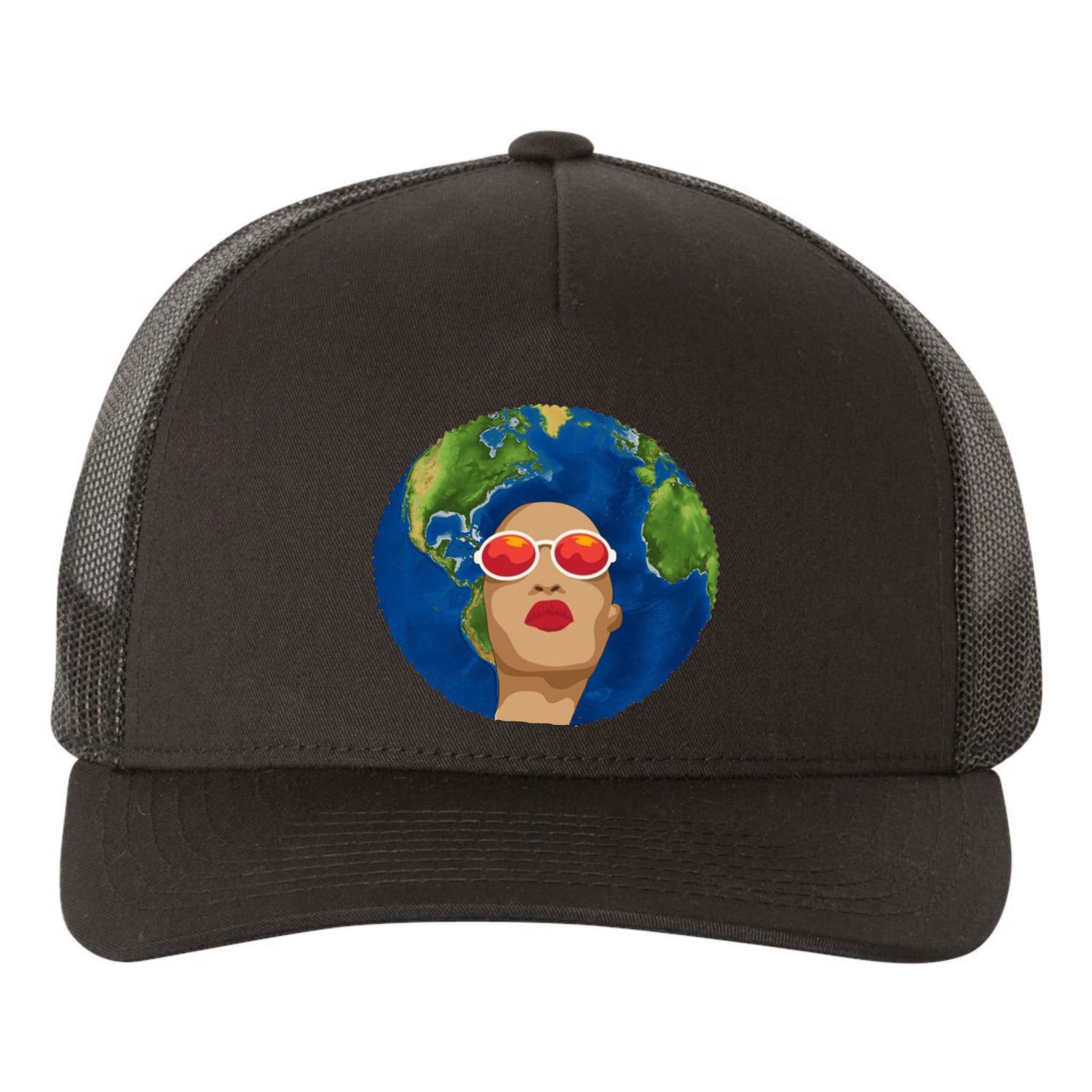 Female Afro Earth Day Yupoong Adult 5-Panel Trucker Hat