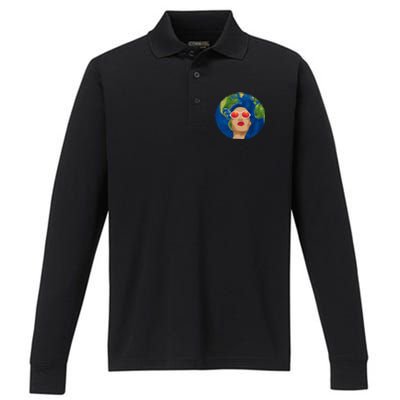 Female Afro Earth Day Performance Long Sleeve Polo