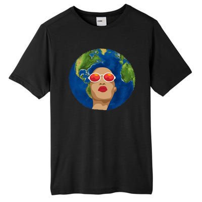 Female Afro Earth Day Tall Fusion ChromaSoft Performance T-Shirt