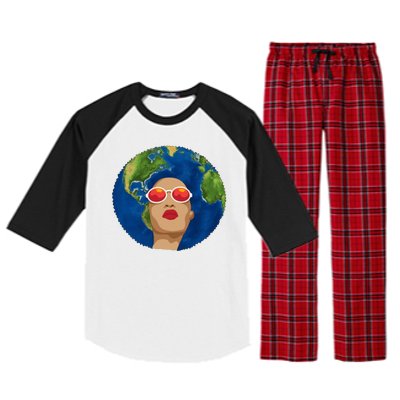 Female Afro Earth Day Raglan Sleeve Pajama Set