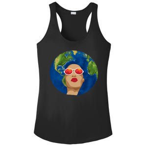 Female Afro Earth Day Ladies PosiCharge Competitor Racerback Tank