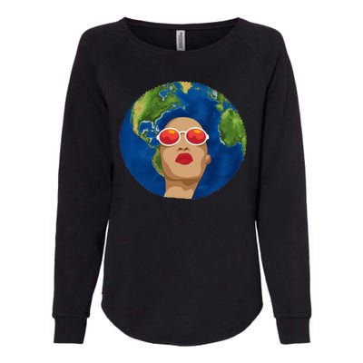 Female Afro Earth Day Womens California Wash Sweatshirt