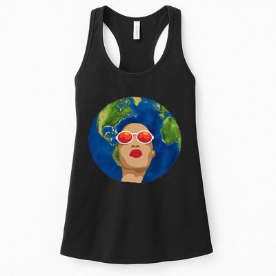 Female Afro Earth Day Womens Tank Top