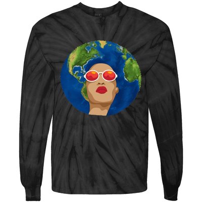 Female Afro Earth Day Tie-Dye Long Sleeve Shirt