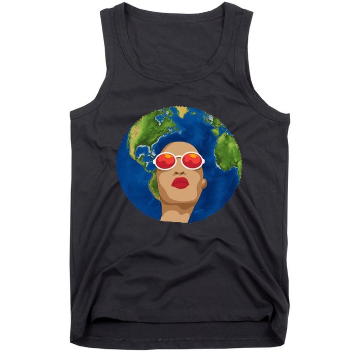 Female Afro Earth Day Tank Top