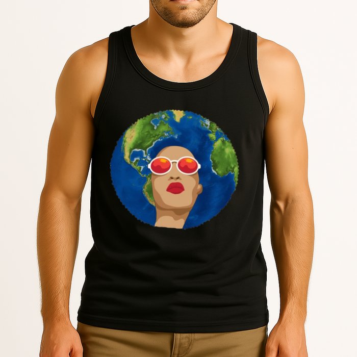 Female Afro Earth Day Tank Top