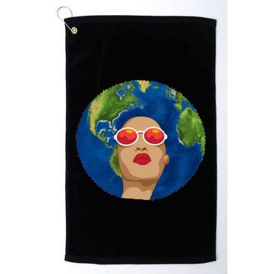 Female Afro Earth Day Golf Towel