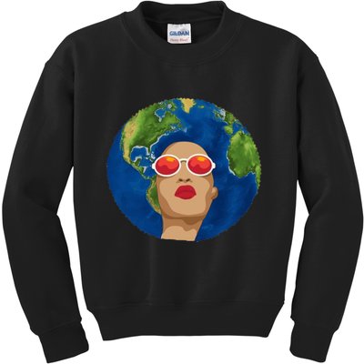 Female Afro Earth Day Kids Sweatshirt