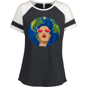 Female Afro Earth Day Enza Ladies Jersey Colorblock Tee