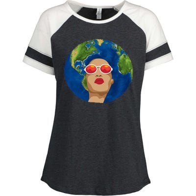 Female Afro Earth Day Enza Ladies Jersey Colorblock Tee