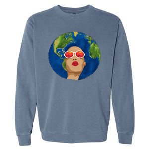 Female Afro Earth Day Garment-Dyed Sweatshirt