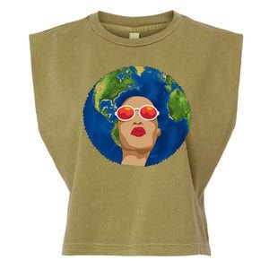 Female Afro Earth Day Garment-Dyed Women's Muscle Tee