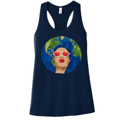 Female Afro Earth Day Women's Racerback Tank