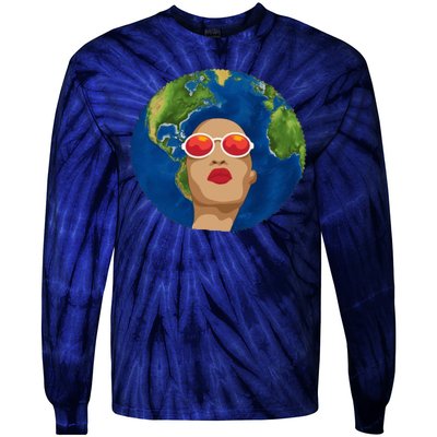 Female Afro Earth Day Tie-Dye Long Sleeve Shirt