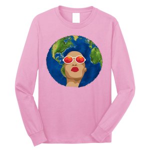 Female Afro Earth Day Long Sleeve Shirt