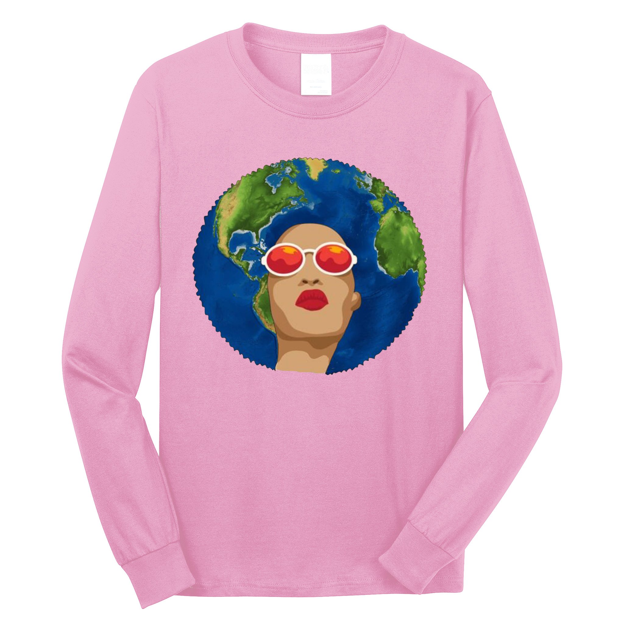Female Afro Earth Day Long Sleeve Shirt