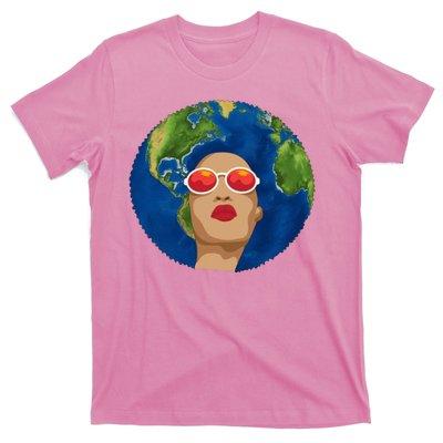 Female Afro Earth Day T-Shirt