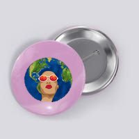 Female Afro Earth Day Button