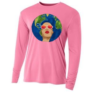 Female Afro Earth Day Cooling Performance Long Sleeve Crew