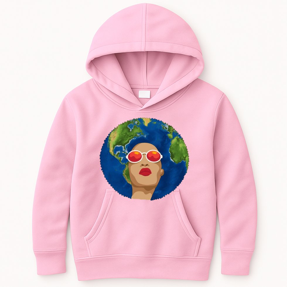 Female Afro Earth Day Kids Hoodie