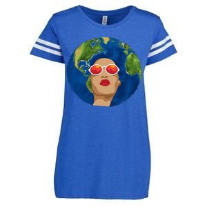 Female Afro Earth Day Enza Ladies Jersey Football T-Shirt