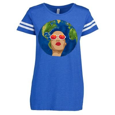 Female Afro Earth Day Enza Ladies Jersey Football T-Shirt