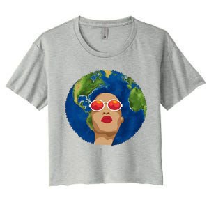 Female Afro Earth Day Women's Crop Top Tee