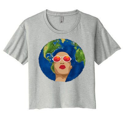 Female Afro Earth Day Women's Crop Top Tee