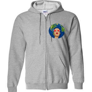 Female Afro Earth Day Full Zip Hoodie