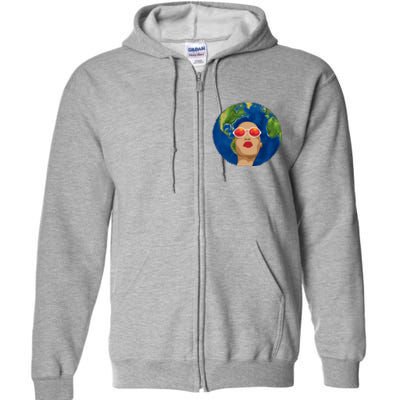 Female Afro Earth Day Full Zip Hoodie