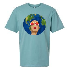 Female Afro Earth Day Sueded Cloud Jersey T-Shirt