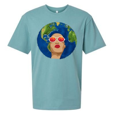 Female Afro Earth Day Sueded Cloud Jersey T-Shirt