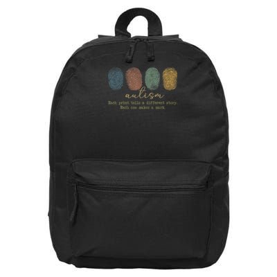 Fingerprint Autism Each Print Tells A Different Story 16 in Basic Backpack