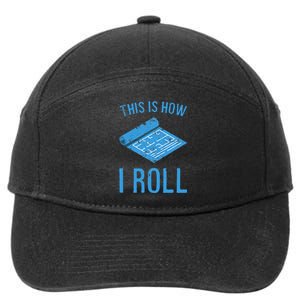 Funny Architect Engineer Blueprint This Is How I Roll 7-Panel Snapback Hat