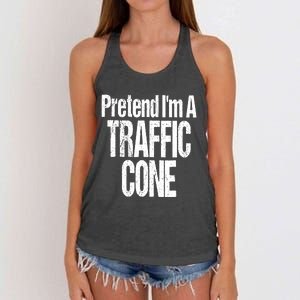 Fun And Easy Halloween Costume Orange Pretend Traffic Cone Women's Knotted Racerback Tank