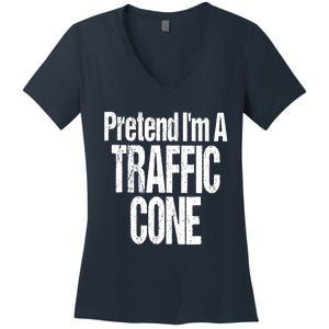 Fun And Easy Halloween Costume Orange Pretend Traffic Cone Women's V-Neck T-Shirt